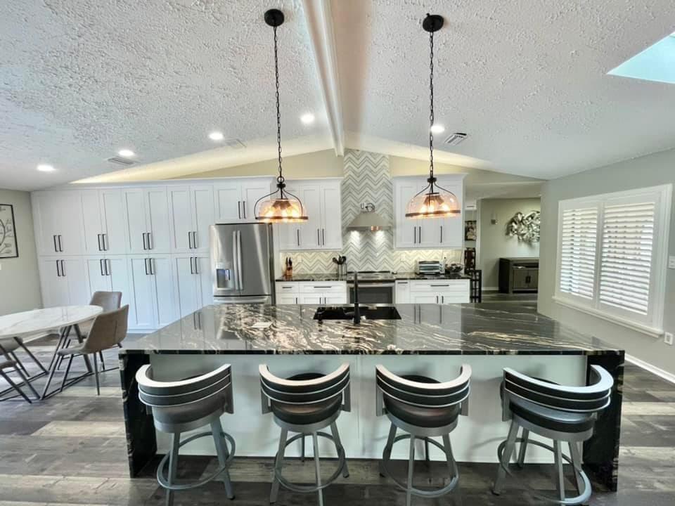 Bright white kitchen remodel done by Southern Charms Building