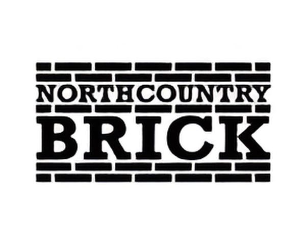A black and white logo for north country brick