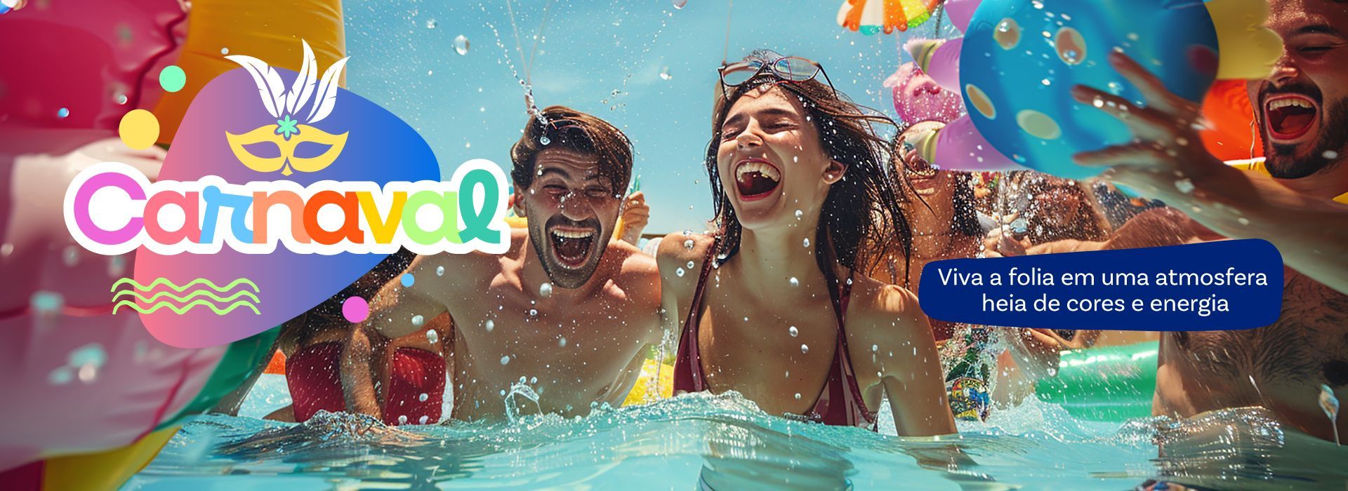 Um grupo de pessoas está brincando em uma piscina.