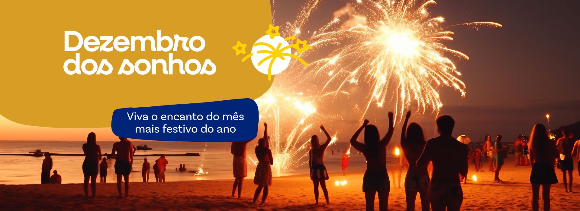 Um grupo de pessoas em pé na praia assistindo aos fogos de artifício.