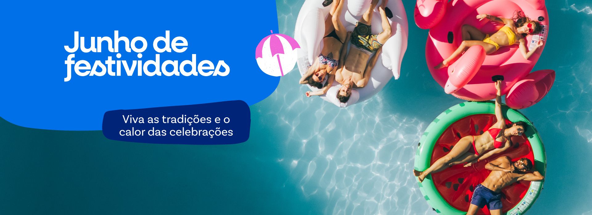 Um grupo de pessoas está flutuando em jangadas em uma piscina.