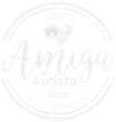 Um logotipo branco com as palavras amiga do autista nele.