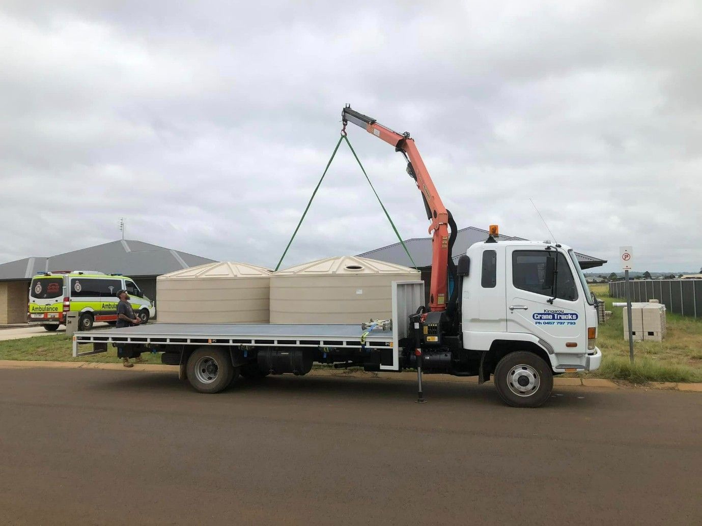 A White Truck With A Crane On The Back — Kingaroy Crane Trucks & Equipment Hire In Wondai, QLD