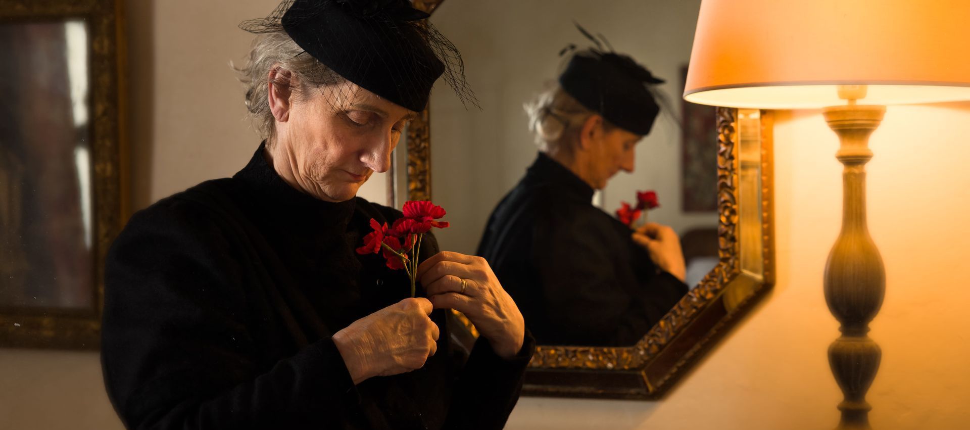 woman wearing black for a funeral