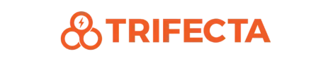 The trifecta logo is orange on a white background