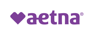Aetna logo: purple heart symbol and text on white background.