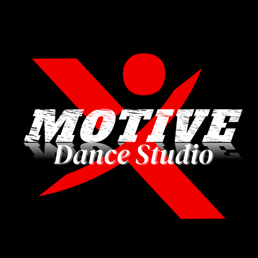 XMotive Dance Studio Logo Black Background Red X