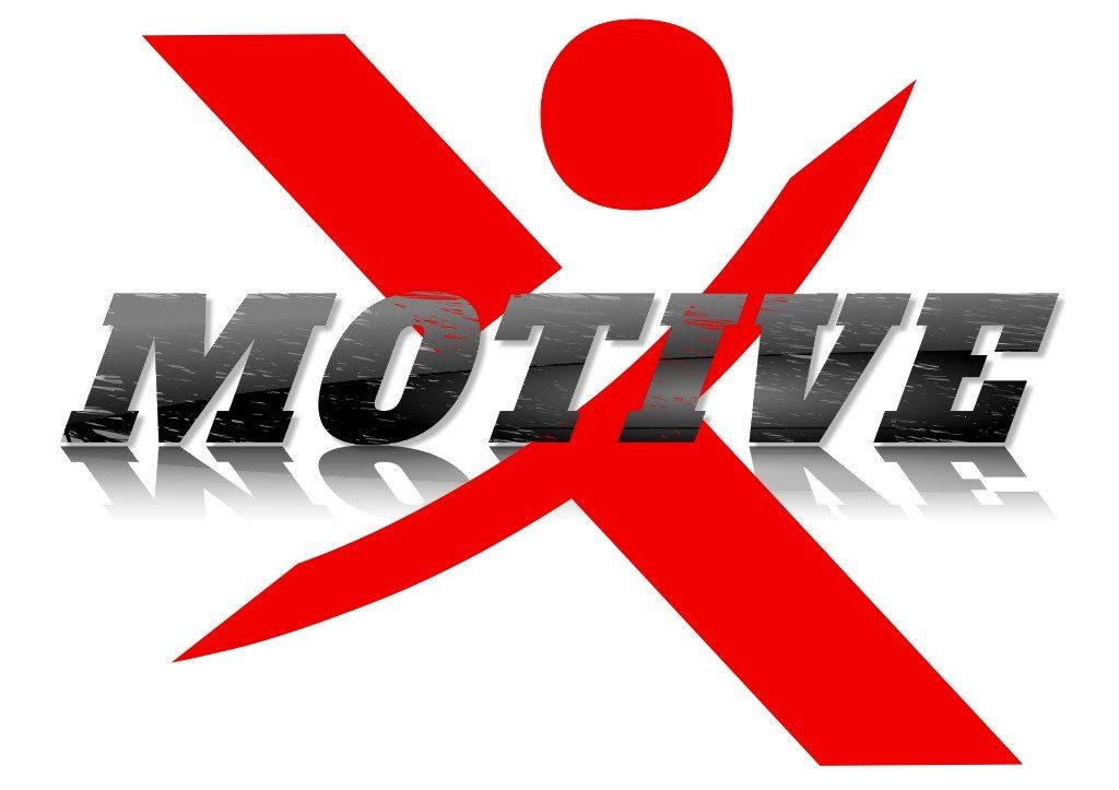 A red x with the word motive on it