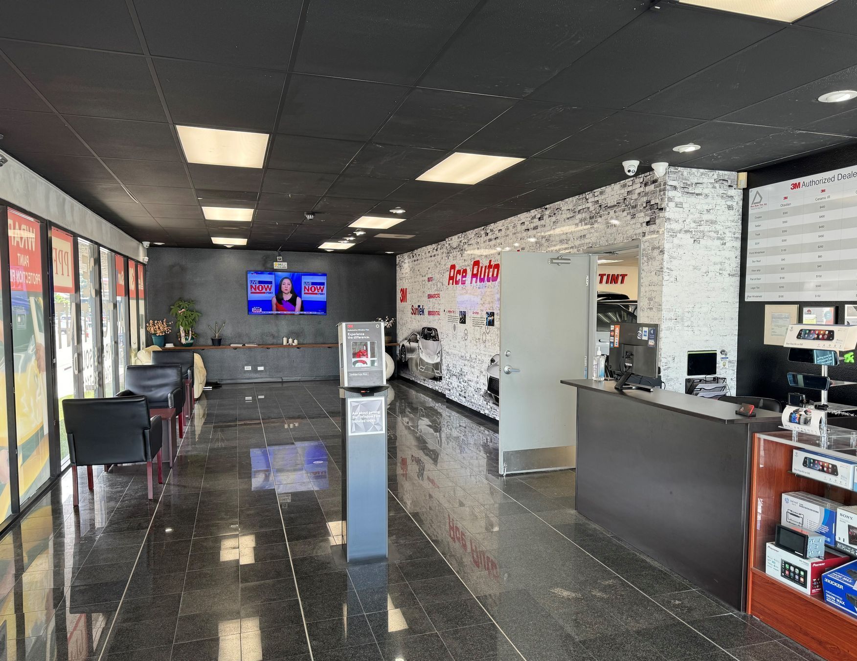 Shop interior facing customer waiting area