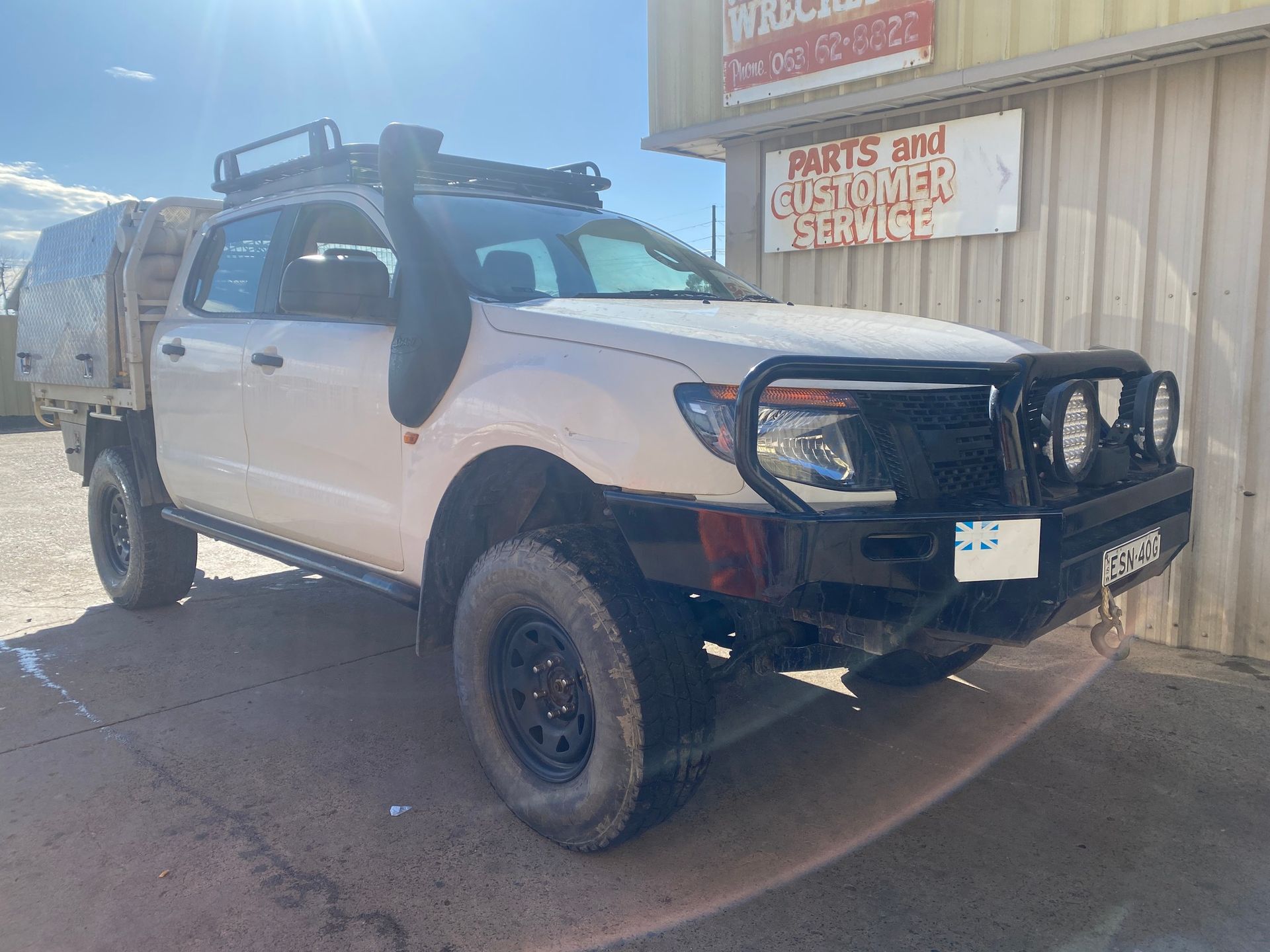 White Off-road Pickup Truck With Black Accessories — Great Western Auto Wreckers in Orange, NSW
