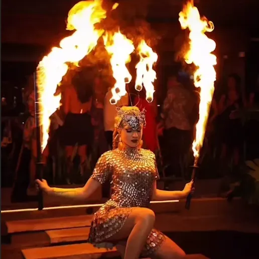 Image of a fire performer. Photo for Milanus Circus, Miami, Florida.