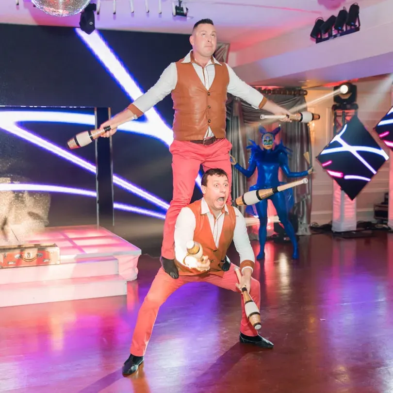 Milanus Circus, Miami, FL, acrobatic juggling performers.