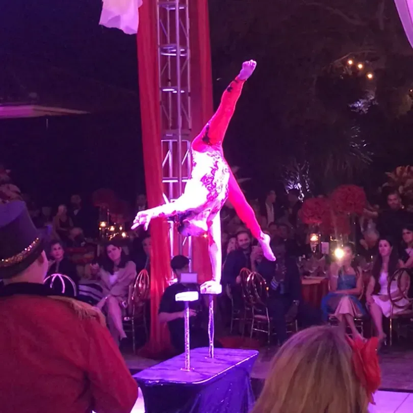 Milanus Circus, Miami, FL, one armstand, contortionist.
