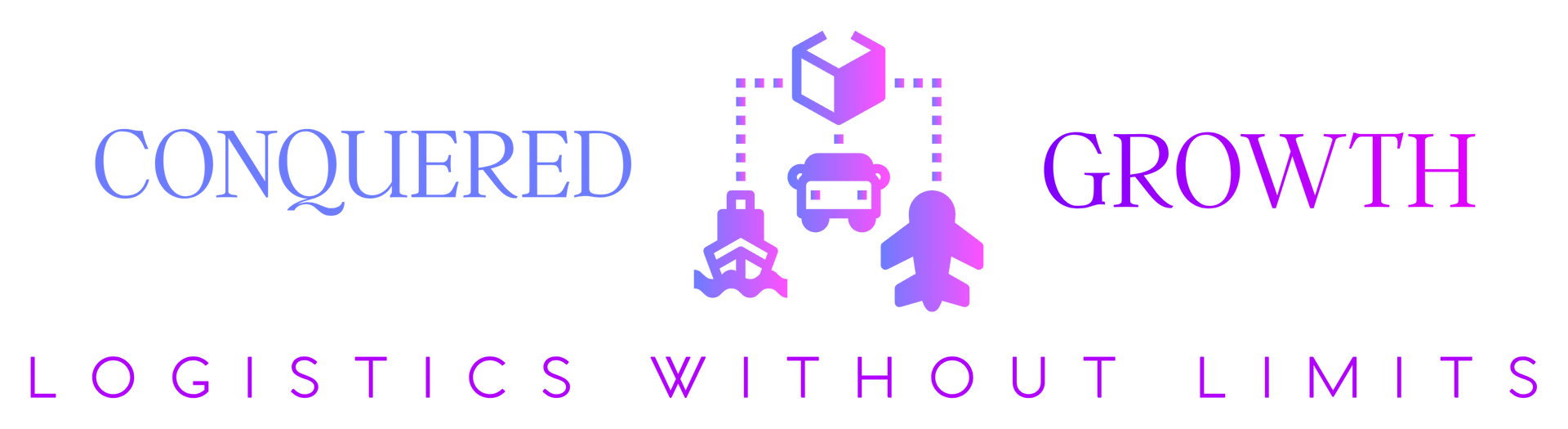 A logo for conquered growth logistics without limits