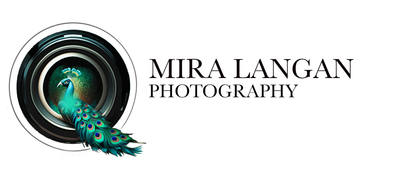 Logo of Mira Langan Photography: a peacock in a circular design with text on the right.