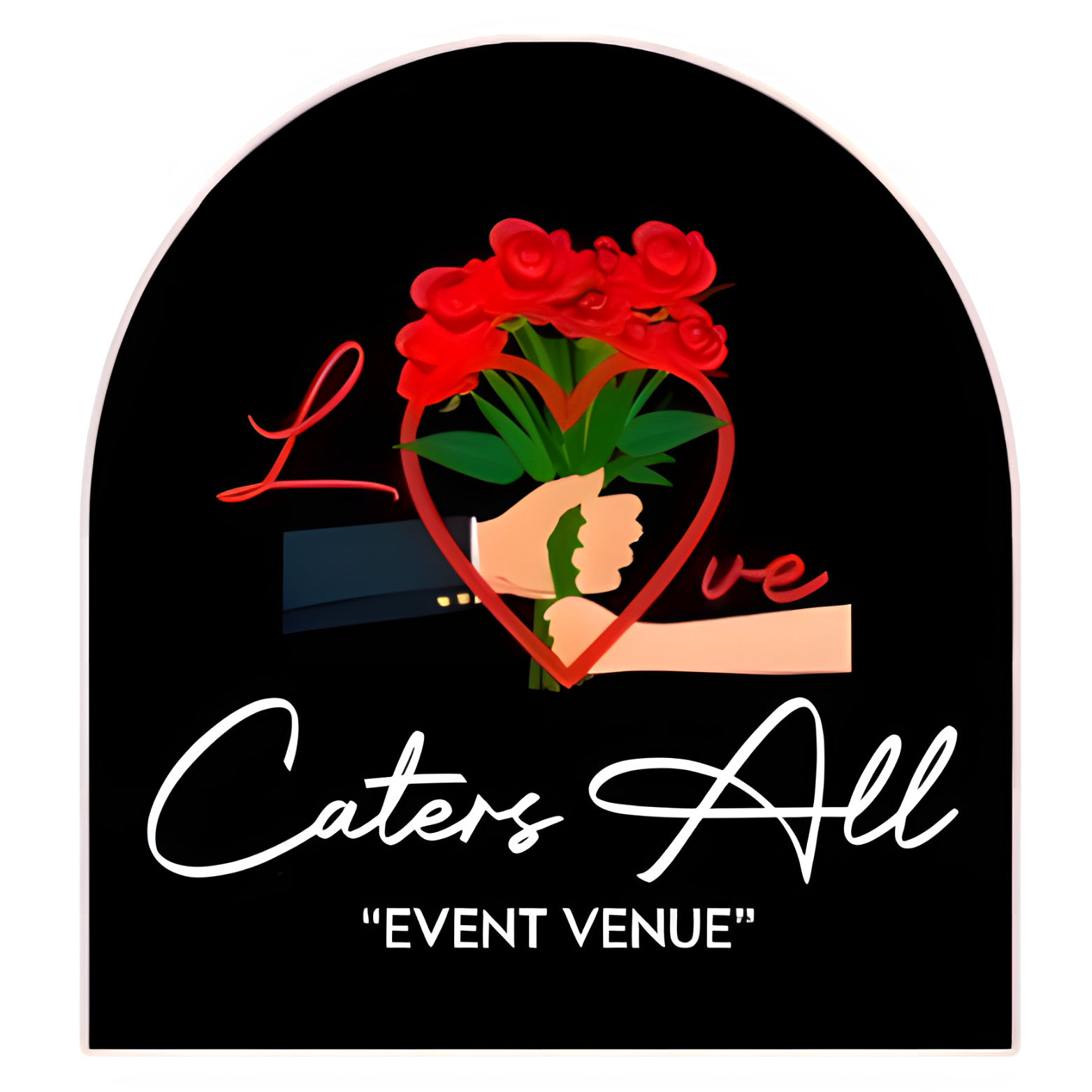 A logo for a company called caters all event venue