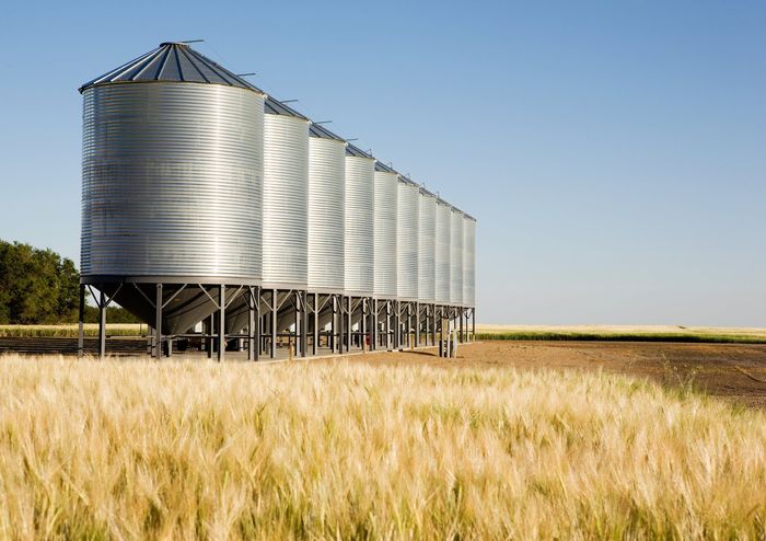 a grain system in the midst of the farm