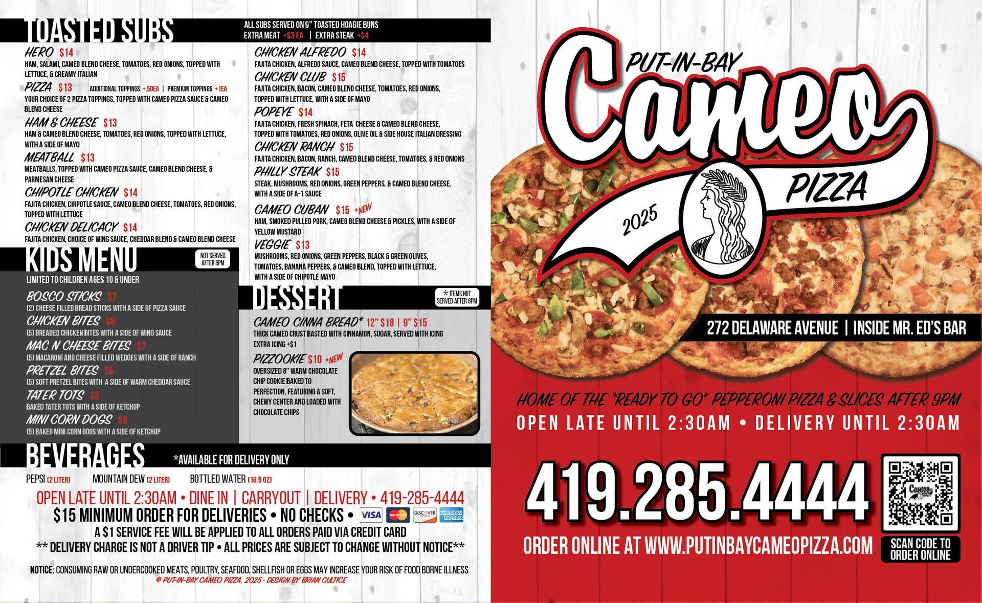 Mr Ed's Cameo Pizza Menu - Page 1