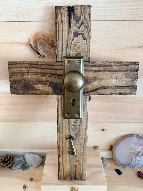Hand crafted wooden cross made by Rough Cut Wood