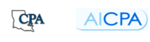 Logos for Louisiana CPA and AICPA.