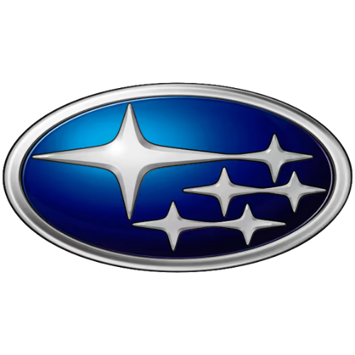 Subaru logo: Oval blue background with five silver stars.
