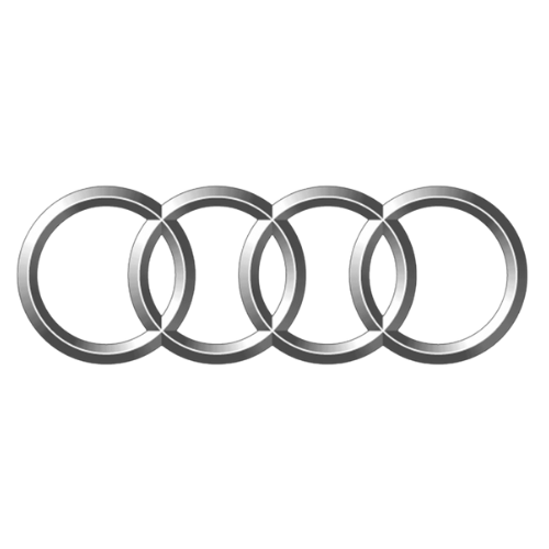 Audi logo: four interlocking silver rings.