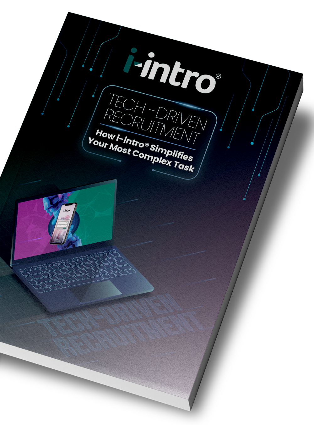 Software box cover for i-intro, showing a laptop and blue circuit-like graphics on a dark background
