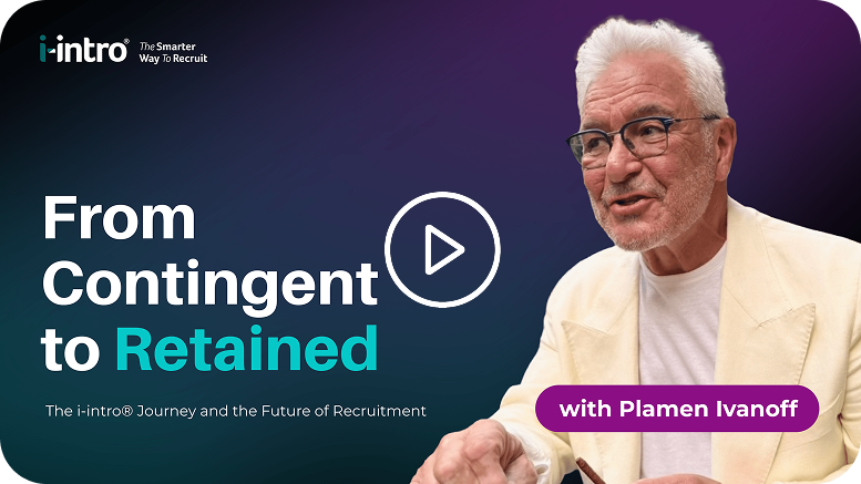 Promotional banner reading “From Contingent to Retained” with a man in a white shirt and “with Plamen Ivanoff” label