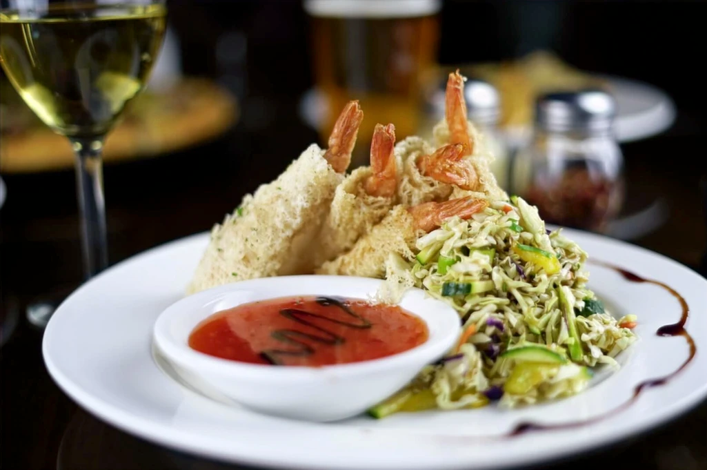 Breaded Butterfly Shrimp with dipping sauce
