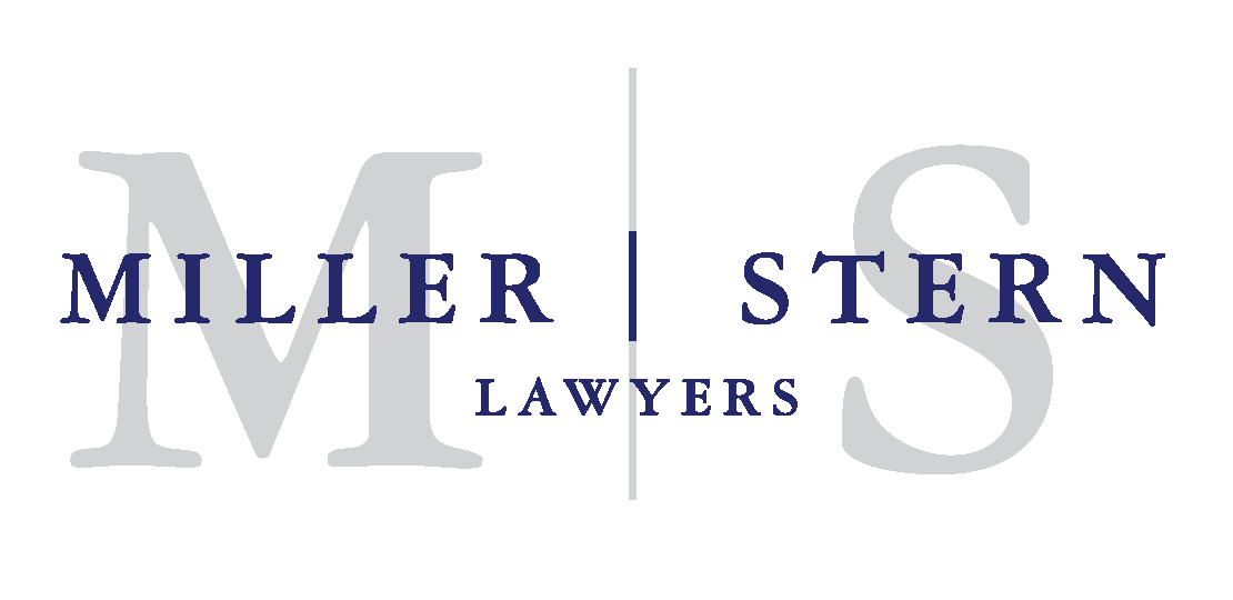 Miller Stern Lawyers logo. Blue text on a white background, with a vertical line dividing Miller and Stern.