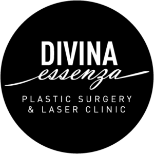 El logotipo de la clínica de cirugía plástica y láser Divina Essenza.