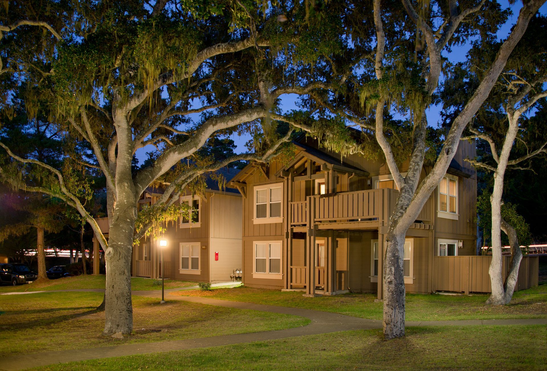 Seventeen Mile Drive Village at dusk