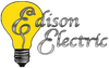 Logo for Edison Electric featuring a yellow light bulb with the company name written in silver script.