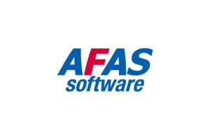 Het AFAS-softwarelogo in blauw en rood op een witte achtergrond.