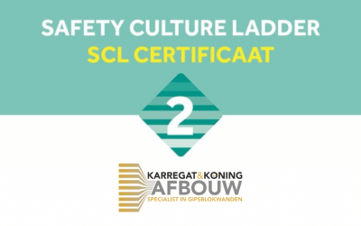 Safety Culture Ladder SCL Certificaat with a green “2” and Karregat Koning Afbouw logo