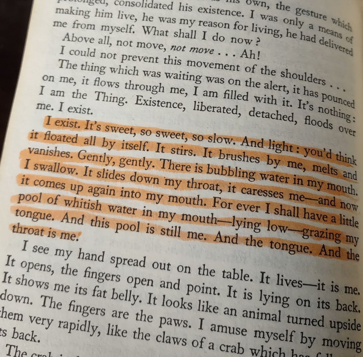 Sarte quote, photo of book page with highlighted text

