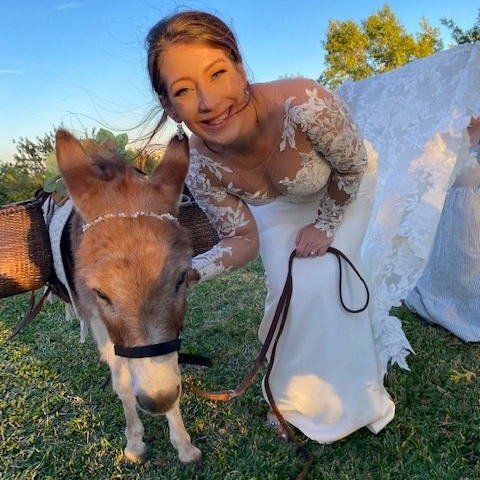 Bride with wedding burro