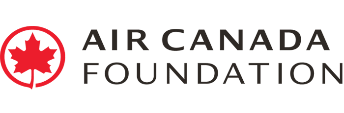 The air canada foundation logo is red and white with a maple leaf in the middle.