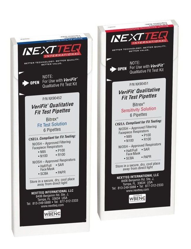 Two boxes of VeriFit® qualitative fit test pipettes.