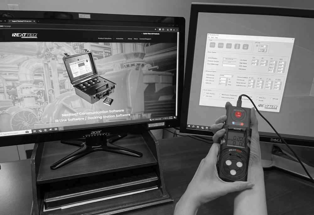 A man safely taking a sample at an elevated temperature by using the Nextteq® NX-1000 Pump and the Nextteq® Hot Probe.
