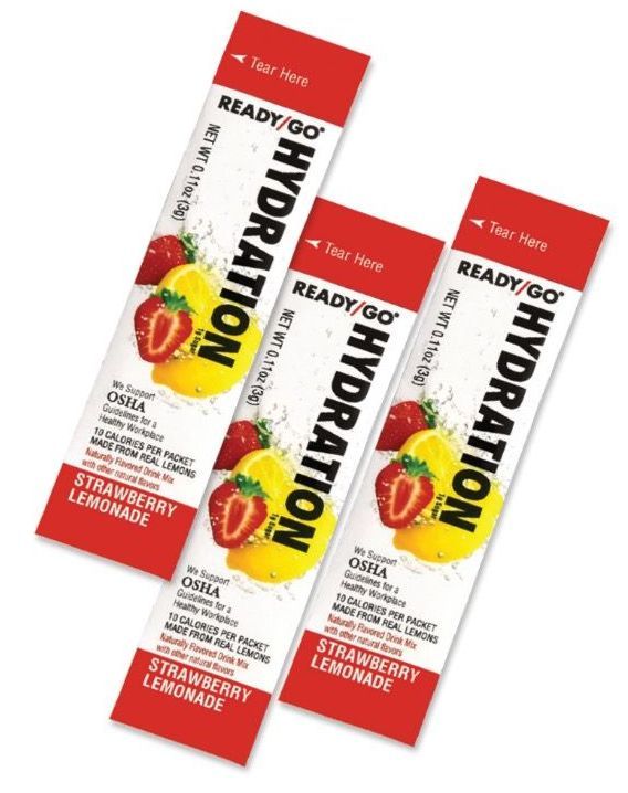 Three packets of Ready/Go® Hydration Strawberry Lemonade