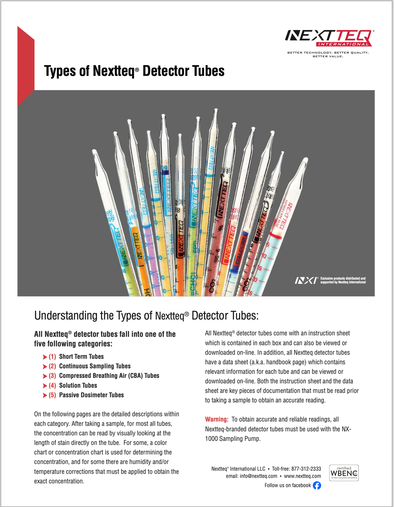 Types of Nextteq® Detector Tubes.