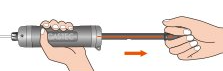 The Gastec® GV-100 Pump airtightness test : 4. Pull out the handle in one thrust until it is locked, and then release the handle. Wait until the sampling time (approx. 1 minute) has elapsed.
