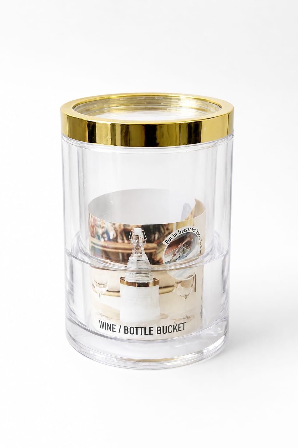 Transparent Wine & Bottle Cooler with Gold Rim