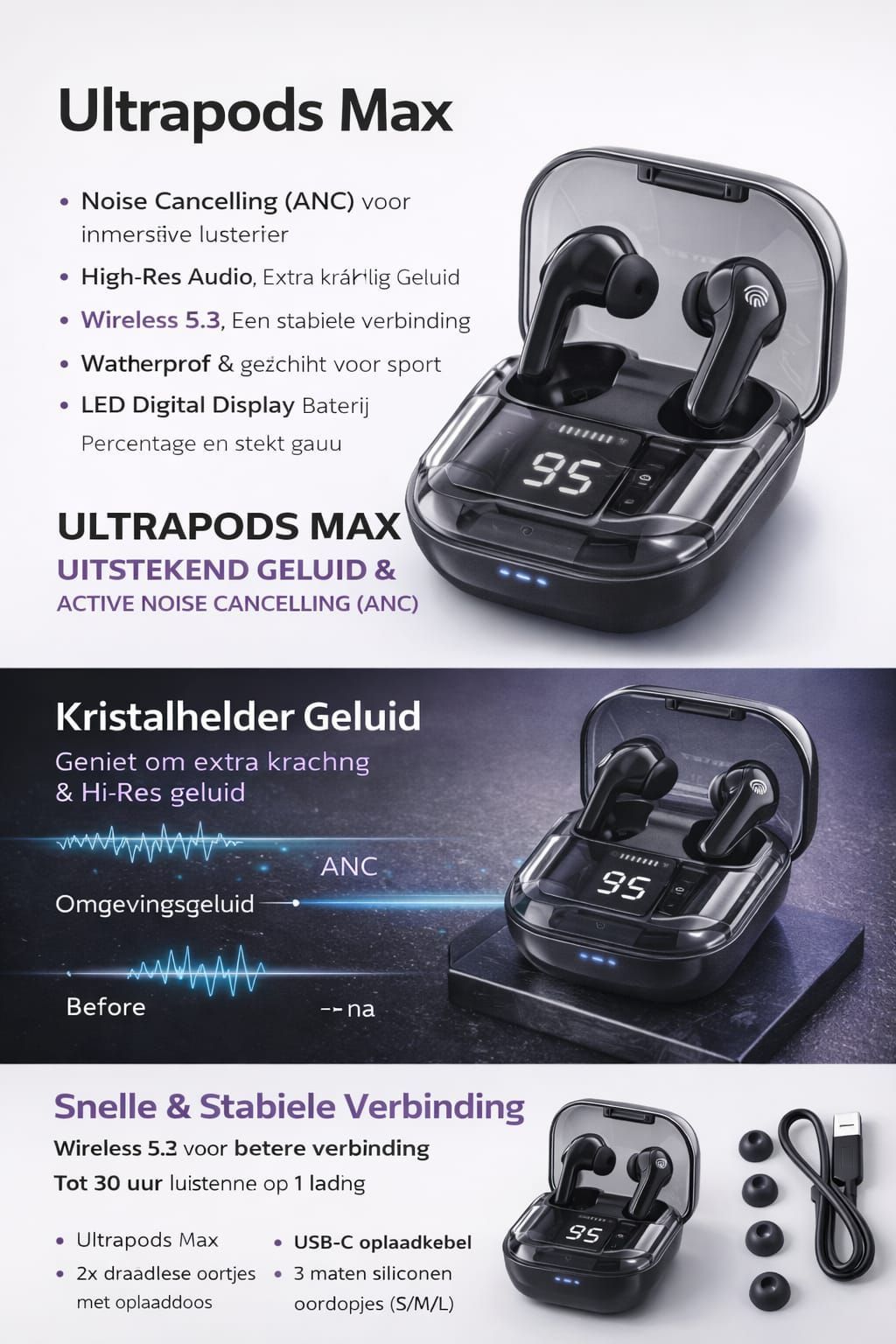 Ultrapods Max – Wireless Earbuds with ANC