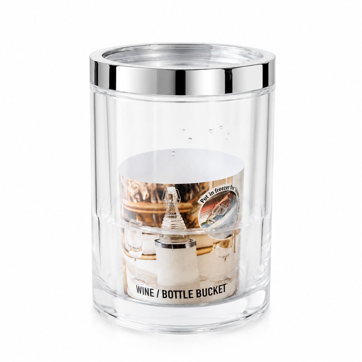 Transparent Wine & Bottle Cooler with Silver Rim