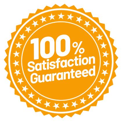 A sticker that says 100 % satisfaction guaranteed 828 Excavation and Stump Grinding (828) 460-6141 Home