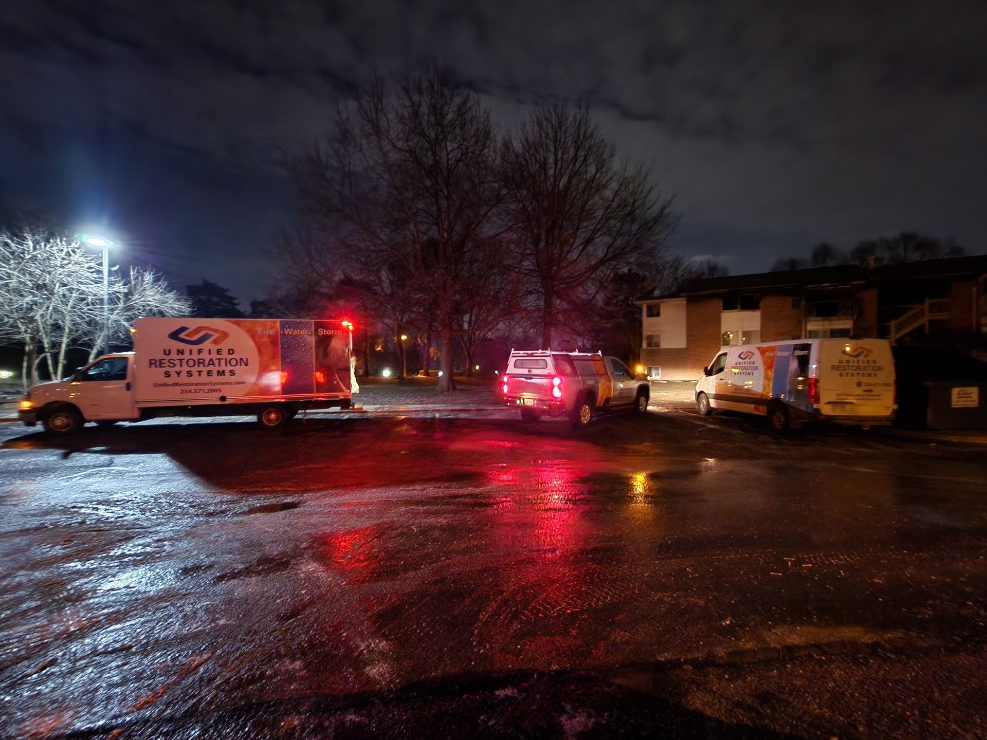 This apartment fire caused widespread damages to multiple units - Call Unified Restoration for fire damage restoration
