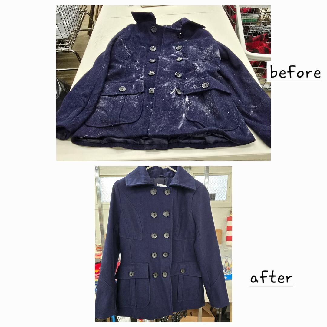 A petticoat with black water damage, fully restored with Unified Restoration's New Esporta Machine