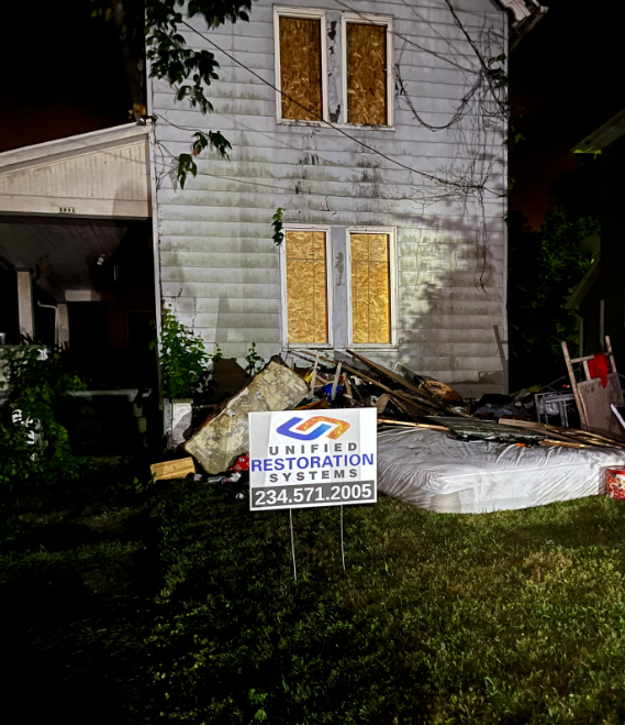 A fire damaged home - They called Unified Restoration Systems in Akron for cleanup and restoration!